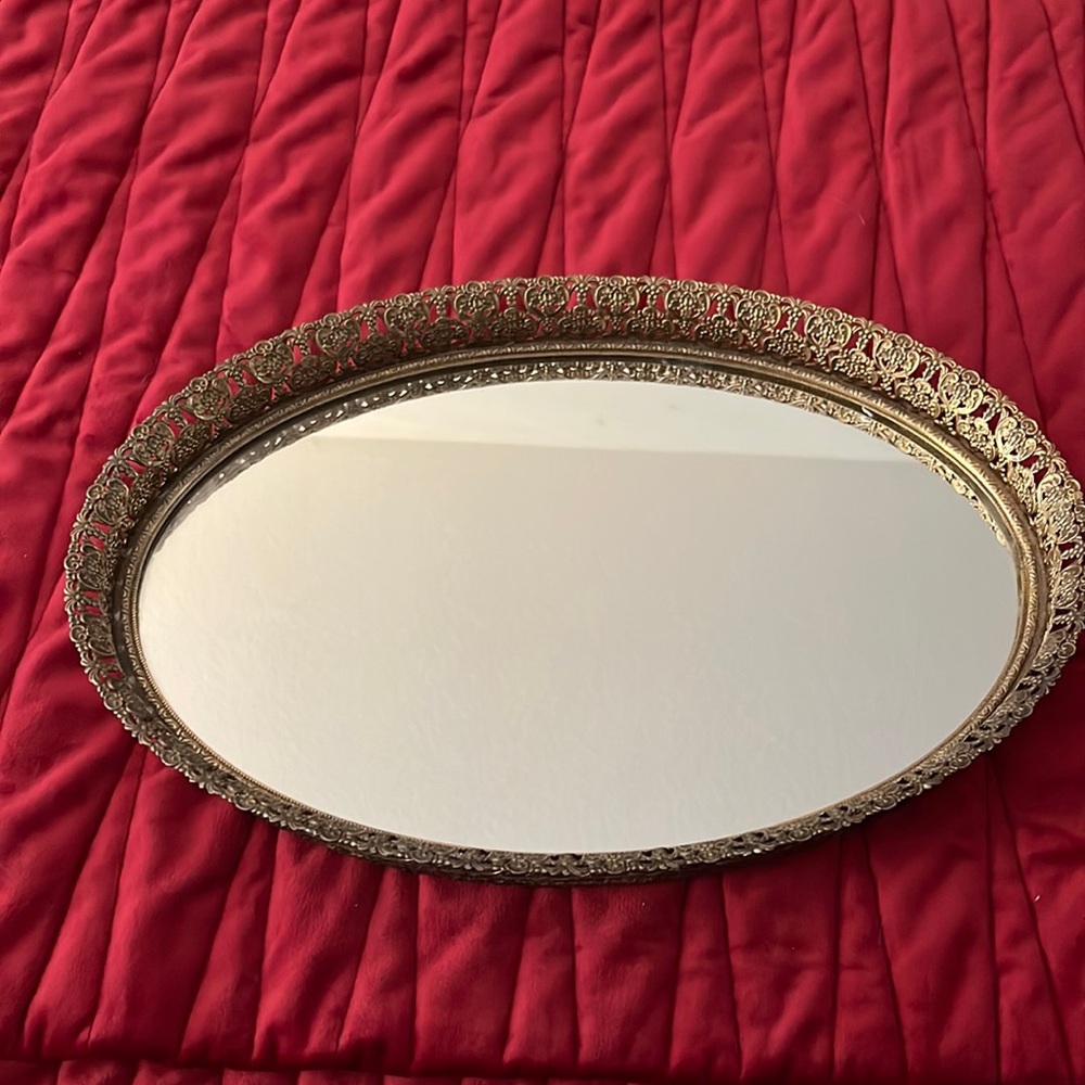 Vanity mirror tray vintage